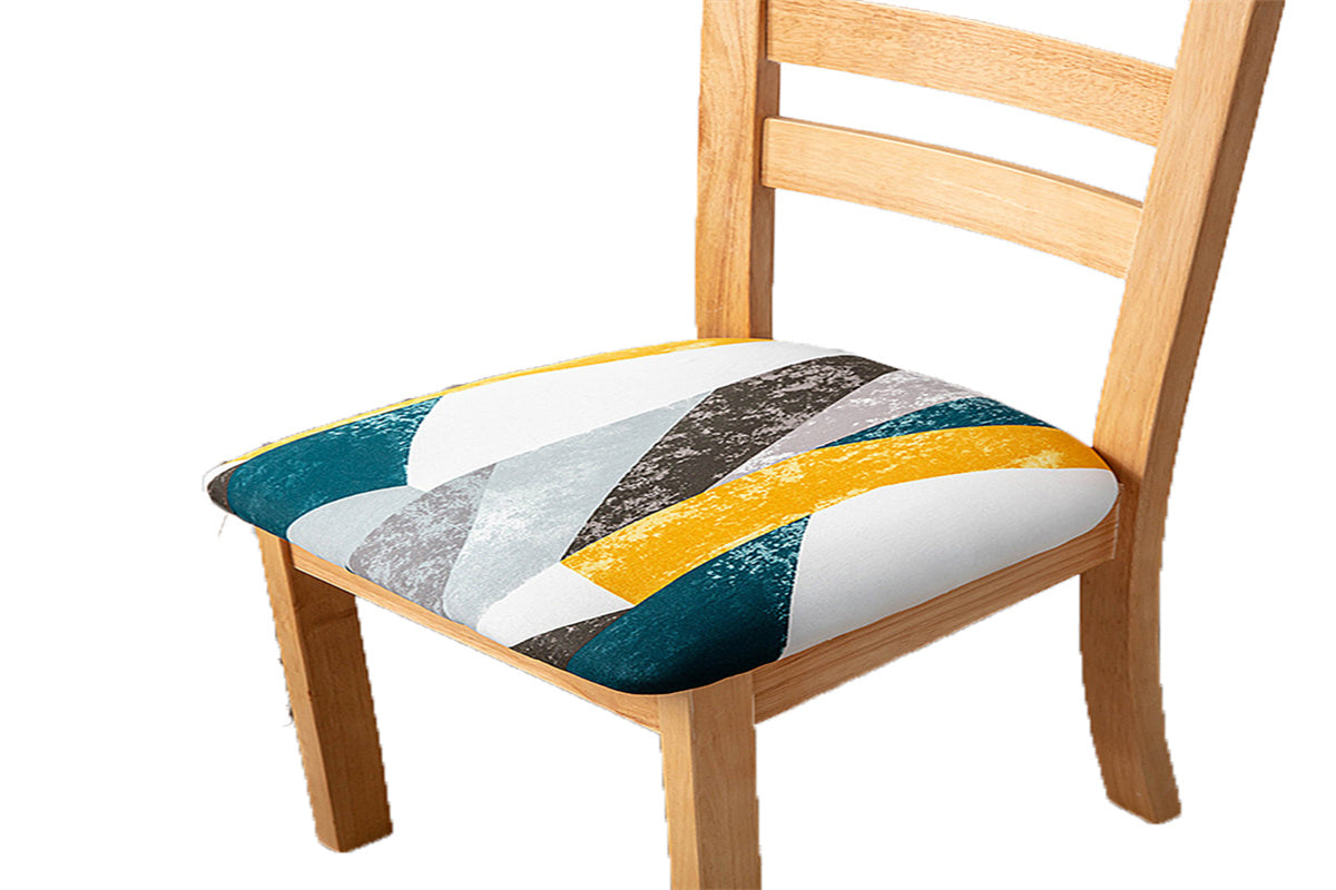 Dining Chair Cover Stretch Cushion Slipcover Seat Cover Washable Protector Removable Washable Chair Seat Cover-Classic geometry