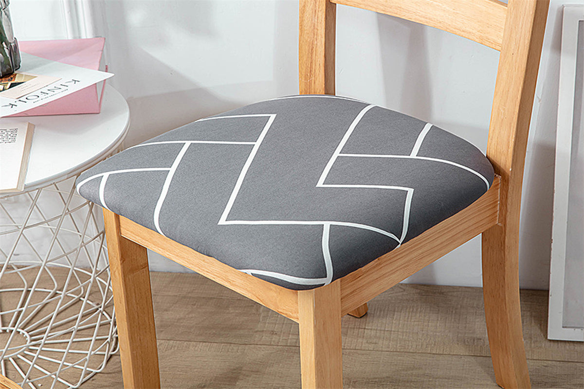 Dining Chair Cover Stretch Cushion Slipcover Seat Cover Washable Protector Removable Washable Chair Seat Cover-Space time dark gray