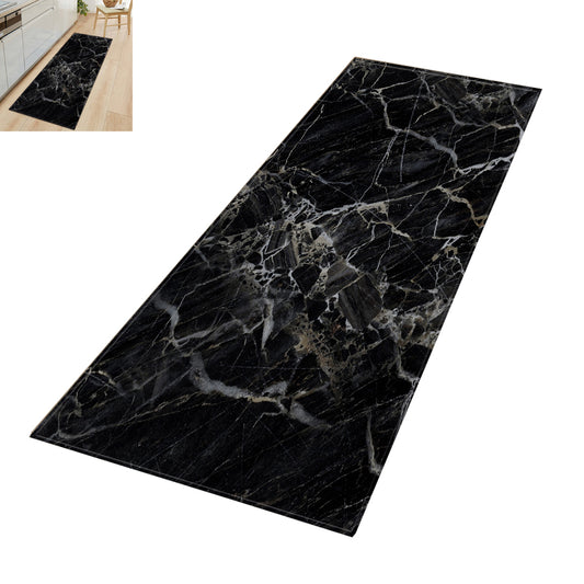 Small Area Rug Washable Entryway Doormat Throw Kitchen Bedroom Bathroom Floor Carpet-Black
