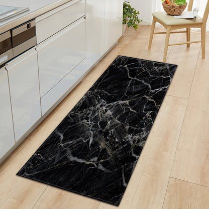 Small Area Rug Washable Entryway Doormat Throw Kitchen Bedroom Bathroom Floor Carpet-Black