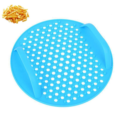 Air Fryer Silicone Liners Pots For Baking Roasting Microwave Non-stick Reusable Pot Mat-Blue