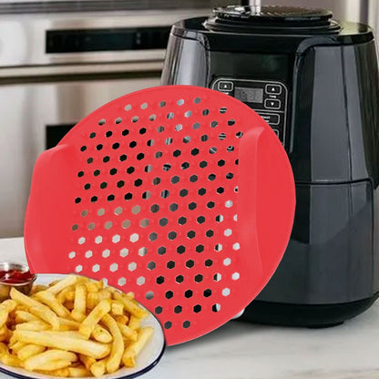 Air Fryer Silicone Liners Pots For Baking Roasting Microwave Non-stick Reusable Pot Mat-Red