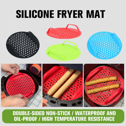 Air Fryer Silicone Liners Pots For Baking Roasting Microwave Non-stick Reusable Pot Mat-Red