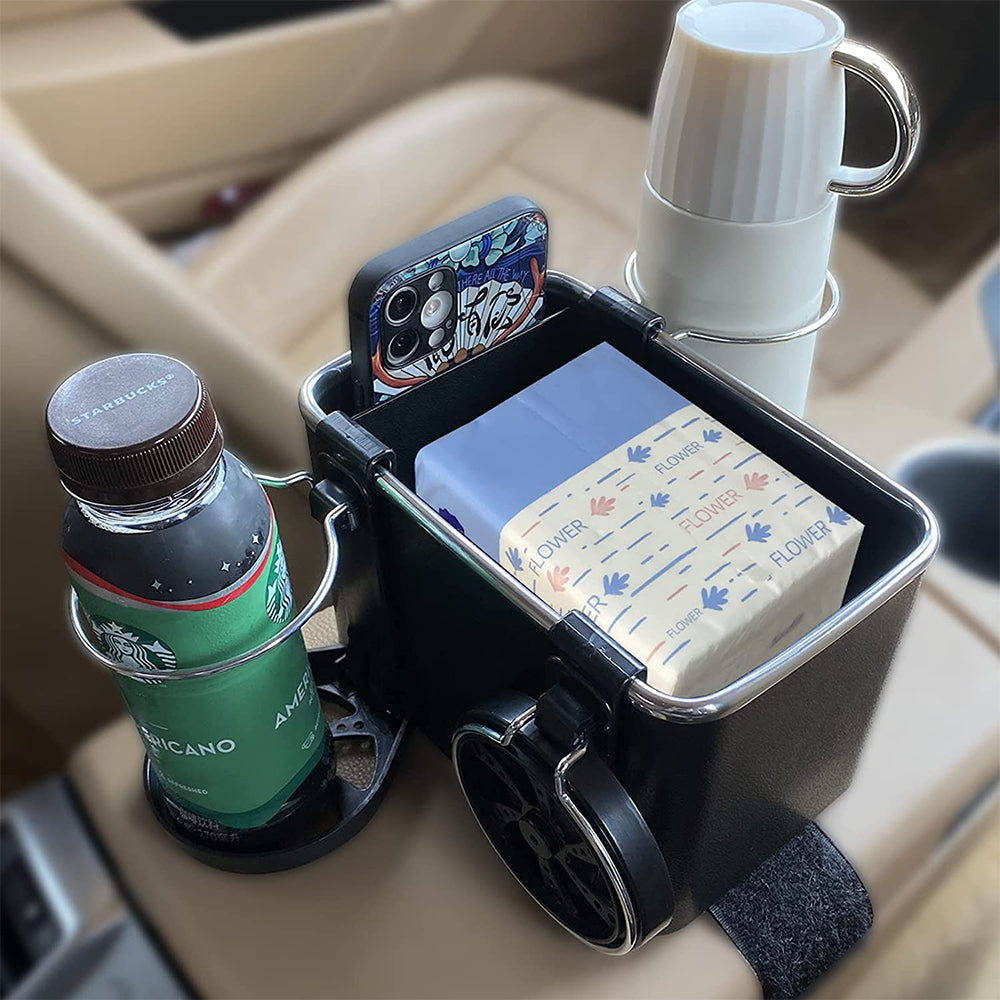 Multifunctional Car Armrest Storage Box with 2 Water Cup Holder