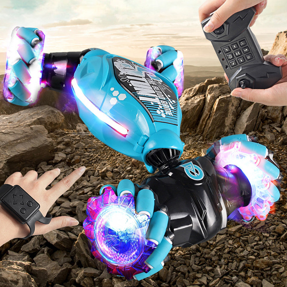 Toy Remote Hand Control Watch Gesture Sensor Twist Car Toy USB Charging Car Toy - Blue