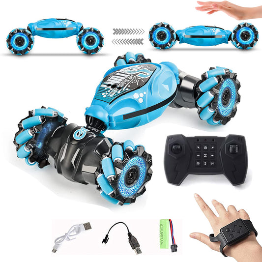 Toy Remote Hand Control Watch Gesture Sensor Twist Car Toy USB Charging Car Toy - Blue