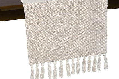 Rustic Linen Table Runner Farmhouse Style Table Runners with Hand-Tassels