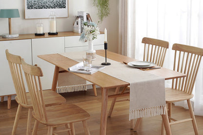 Rustic Linen Table Runner Farmhouse Style Table Runners with Hand-Tassels