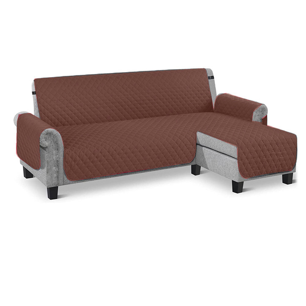Sofa Cover Waterproof Reversible L Shaped Sofa Cover Sectional Couch Chaise Lounge Covers for Kids Pets-Dark coffee