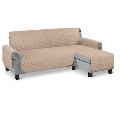 Sofa Cover Waterproof Reversible L Shaped Sofa Cover Sectional Couch Chaise Lounge Covers for Kids Pets-Khaki