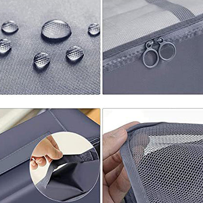 9Pcs Set Packing Pouch Suitcase Clothes Storage Bags Travel Luggage Organizer and Toothbrush Cup -Gray