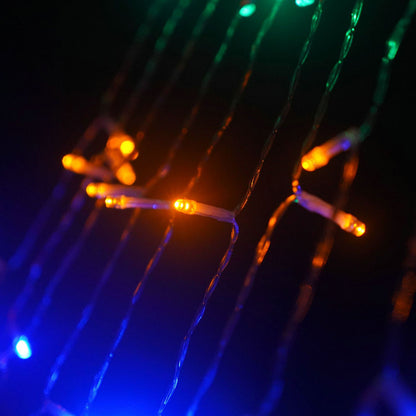 Christmas Decorations Waterfall Lights 350 LED Solar Waterfall String Light Fairy Xmas Tree Hanging Decor Outdoor -Multicolour