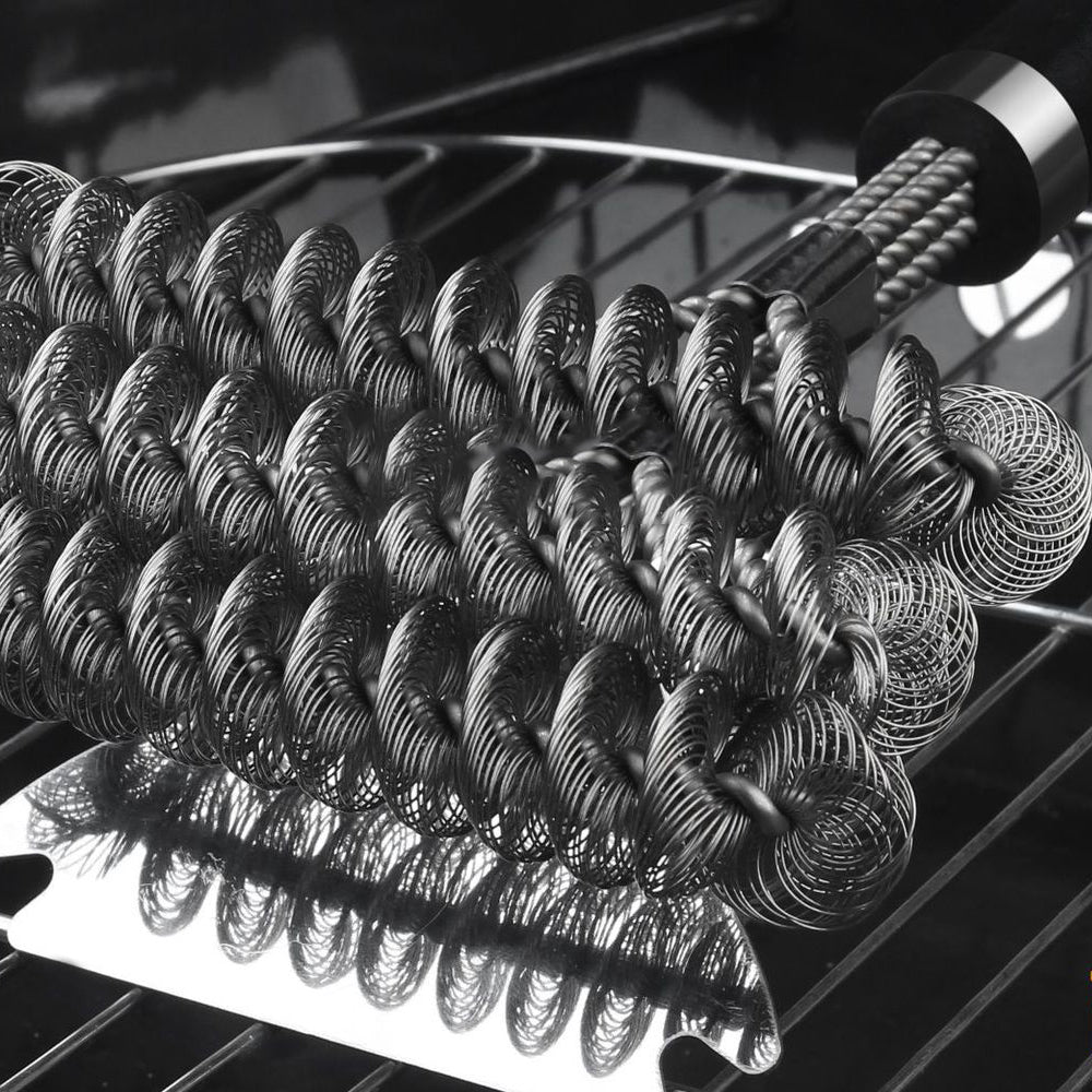 BBQ Grill Brush Scraper Barbecue Cleaning Scrubber Tool Stainless Steel Cleaner
