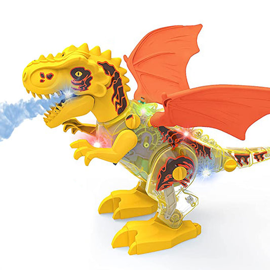 Toy Dinosaur Toys for Kids Electronic Walking Dinosaur with Spray and Lighting - Yellow