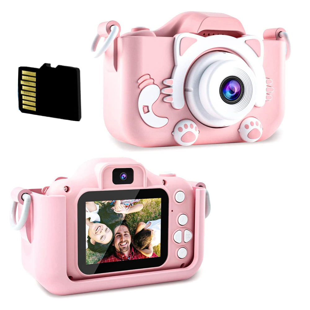 Toy Kids Digital Camera 1080P Dual Lens Camera Digital Camera Christmas Birthday Travel Toy Gifts-Pink