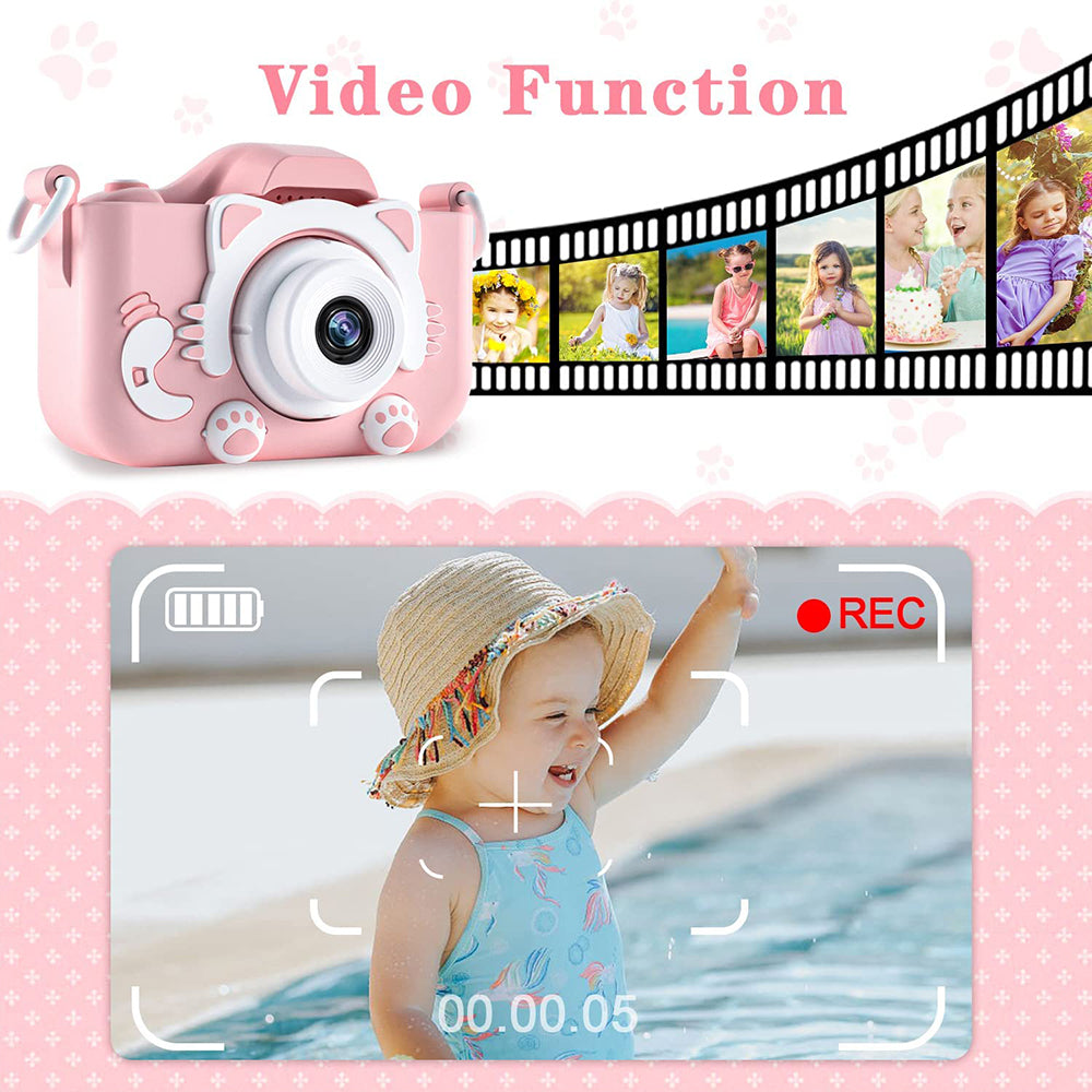Toy Kids Digital Camera 1080P Dual Lens Camera Digital Camera Christmas Birthday Travel Toy Gifts-Pink