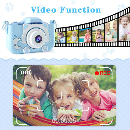 Toy Kids Digital Camera 1080P Dual Lens Camera Digital Camera Christmas Birthday Travel Toy Gifts-Blue