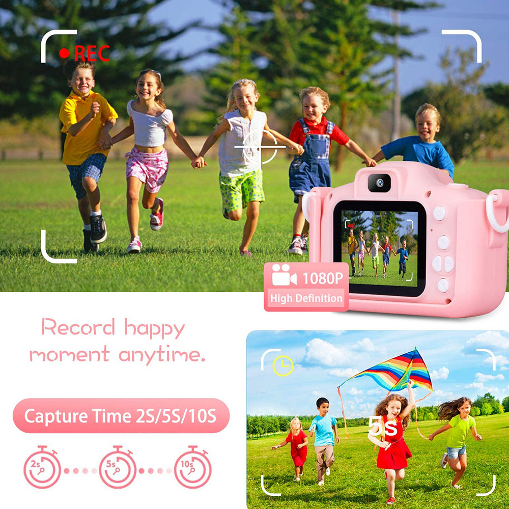 Toy Kids Digital Camera 1080P Dual Lens Camera Digital Camera Christmas Birthday Travel Toy Gifts-Pink