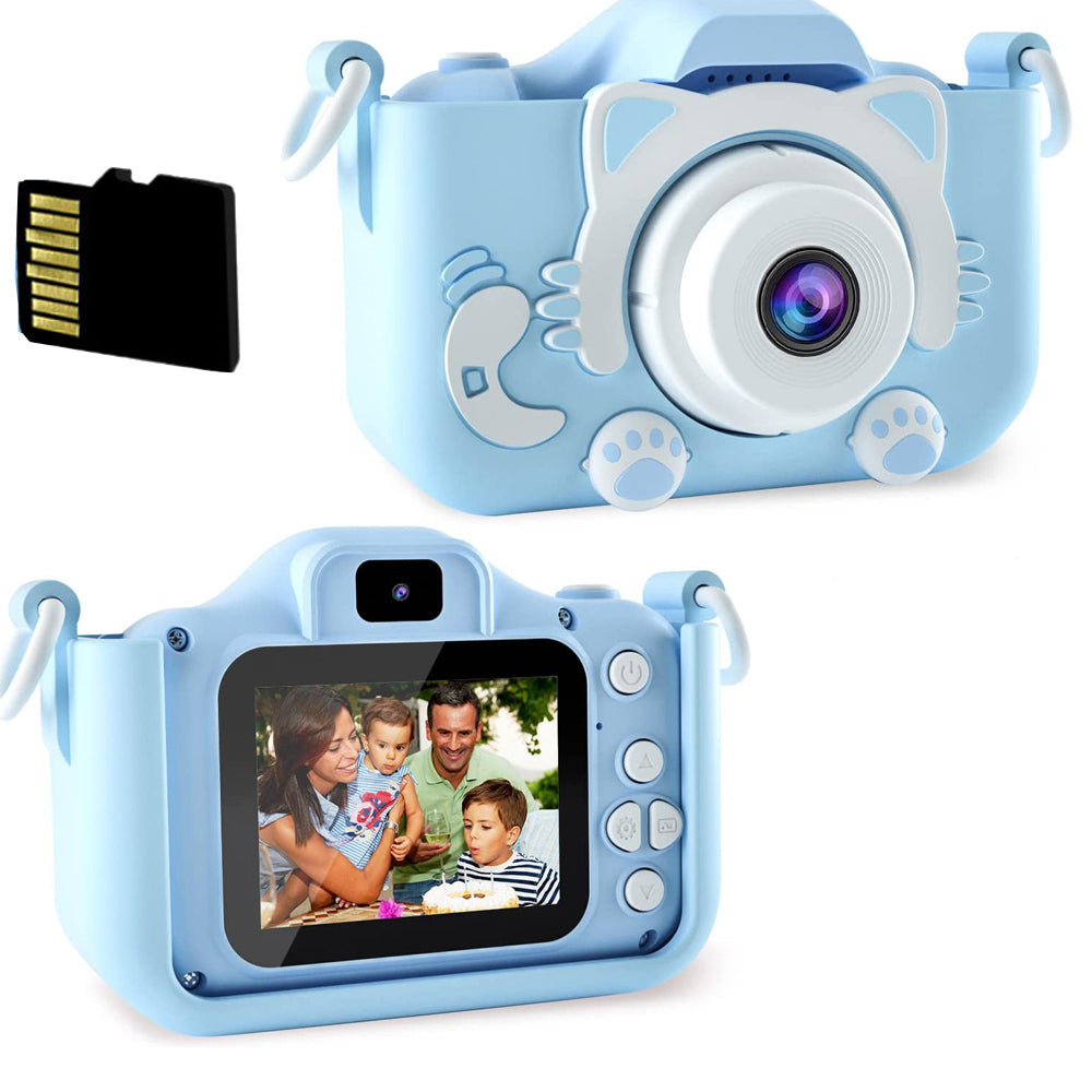 Toy Kids Digital Camera 1080P Dual Lens Camera Digital Camera Christmas Birthday Travel Toy Gifts-Blue