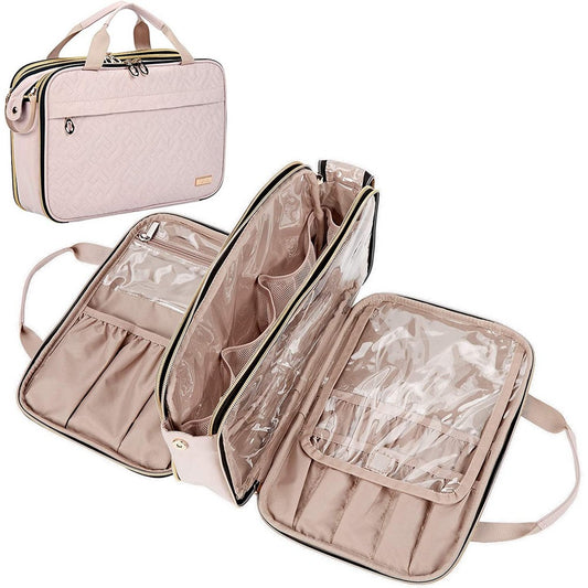 Travel Toiletry Bag Portable Makeup Organizer Stand Up Cosmetic Bag -Pink