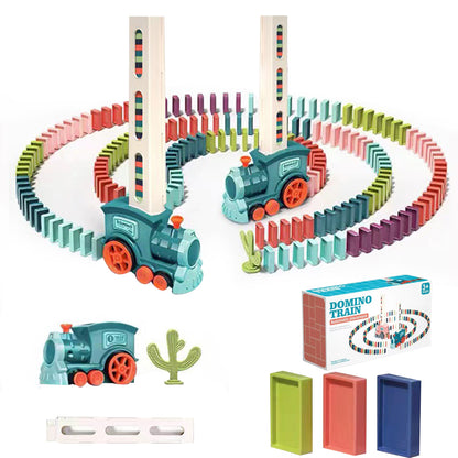 Toy Domino Electric Train Toy Set with Sound Kids Construction Stacking Toys-1pcBlue