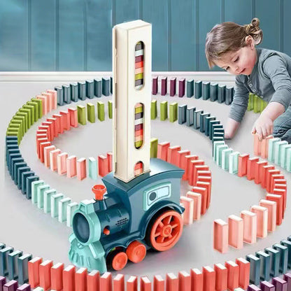 Toy Domino Electric Train Toy Set with Sound Kids Construction Stacking Toys-1pcBlue
