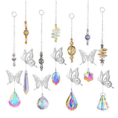 Set of 7Pcs Butterfly Suncatcher Hanging Sun Catcher Pendant Rainbow Prism Home Window Decor