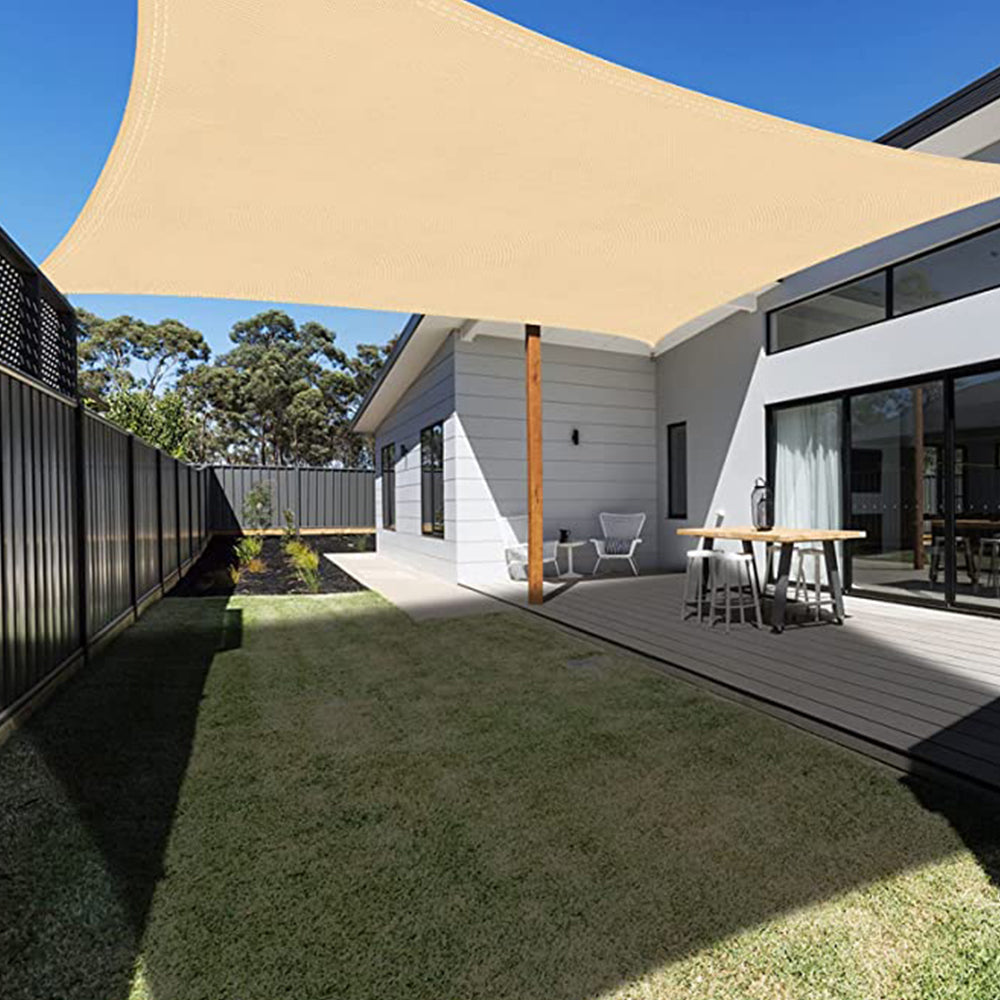 Sun Shade Sail Canopy Water Resistant Shade Cloth UV Block Sunshade Fabric for Outdoor Patio Garden -Light yellow