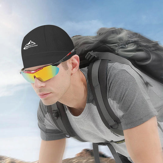 Breathable Helmet Liner Cap Cooling Skull Cap Running Cycling Sports Outdoor Hats-Black