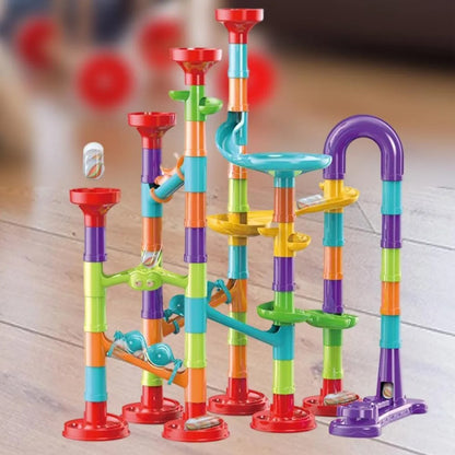 Marble Run Set Building Blocks Glass Marbles for Kids DIY Marble Run Railway Toys