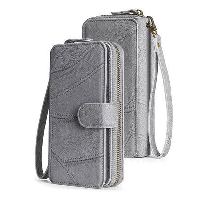Wallet Case Compatible for iPhone 13 14 Series Women Detachable Phone Cover with Card Holder -Grey-13M