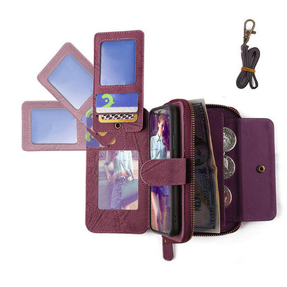 Wallet Case Compatible for iPhone 13 14 Series Women Detachable Phone Cover with Card Holder -Wine Red-13M
