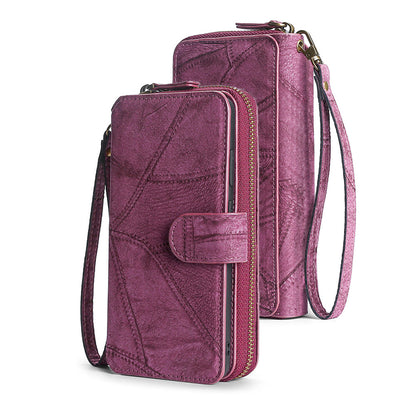 Wallet Case Compatible for iPhone 13 14 Series Women Detachable Phone Cover with Card Holder -Wine Red-13M