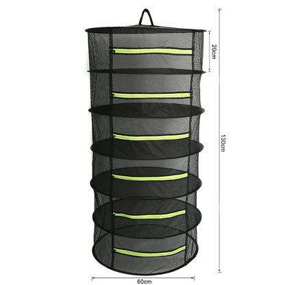6 Layer Herb Drying Rack Collapsible Mesh Hanging Drying Net with Storage Bag