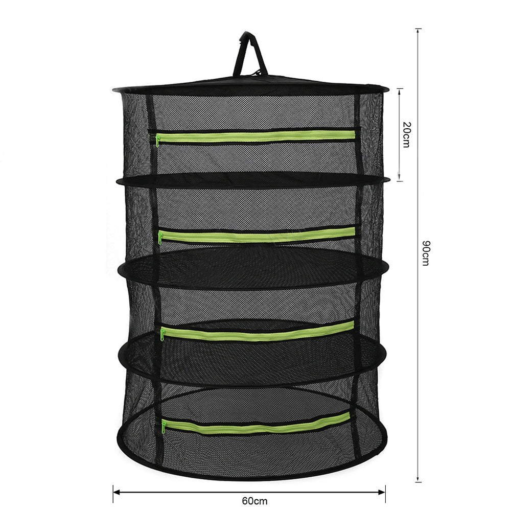 4 Layer Herb Drying Rack Collapsible Mesh Hanging Drying Net with Storage Bag