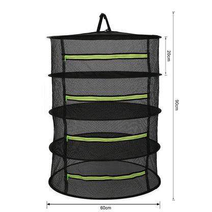 4 Layer Herb Drying Rack Collapsible Mesh Hanging Drying Net with Storage Bag