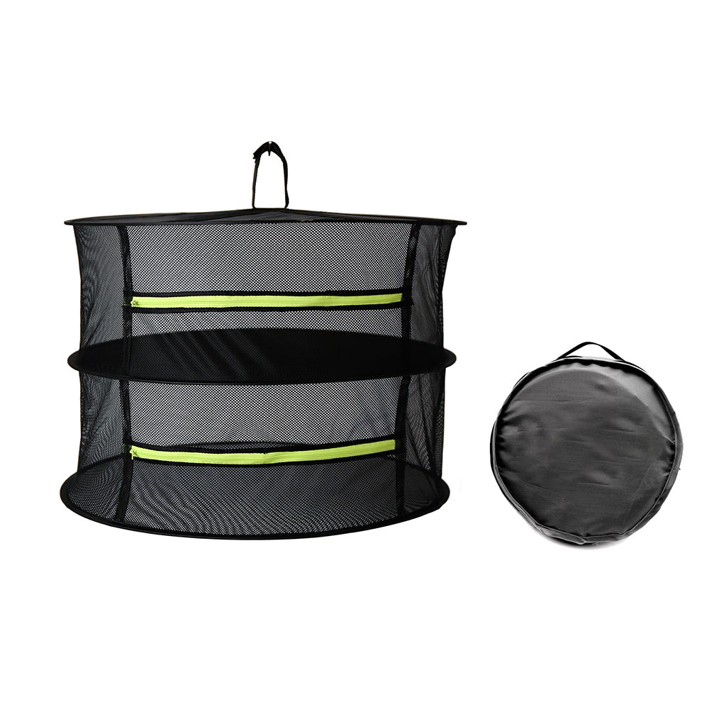 2 Layer Herb Drying Rack Collapsible Mesh Hanging Drying Net with Storage Bag