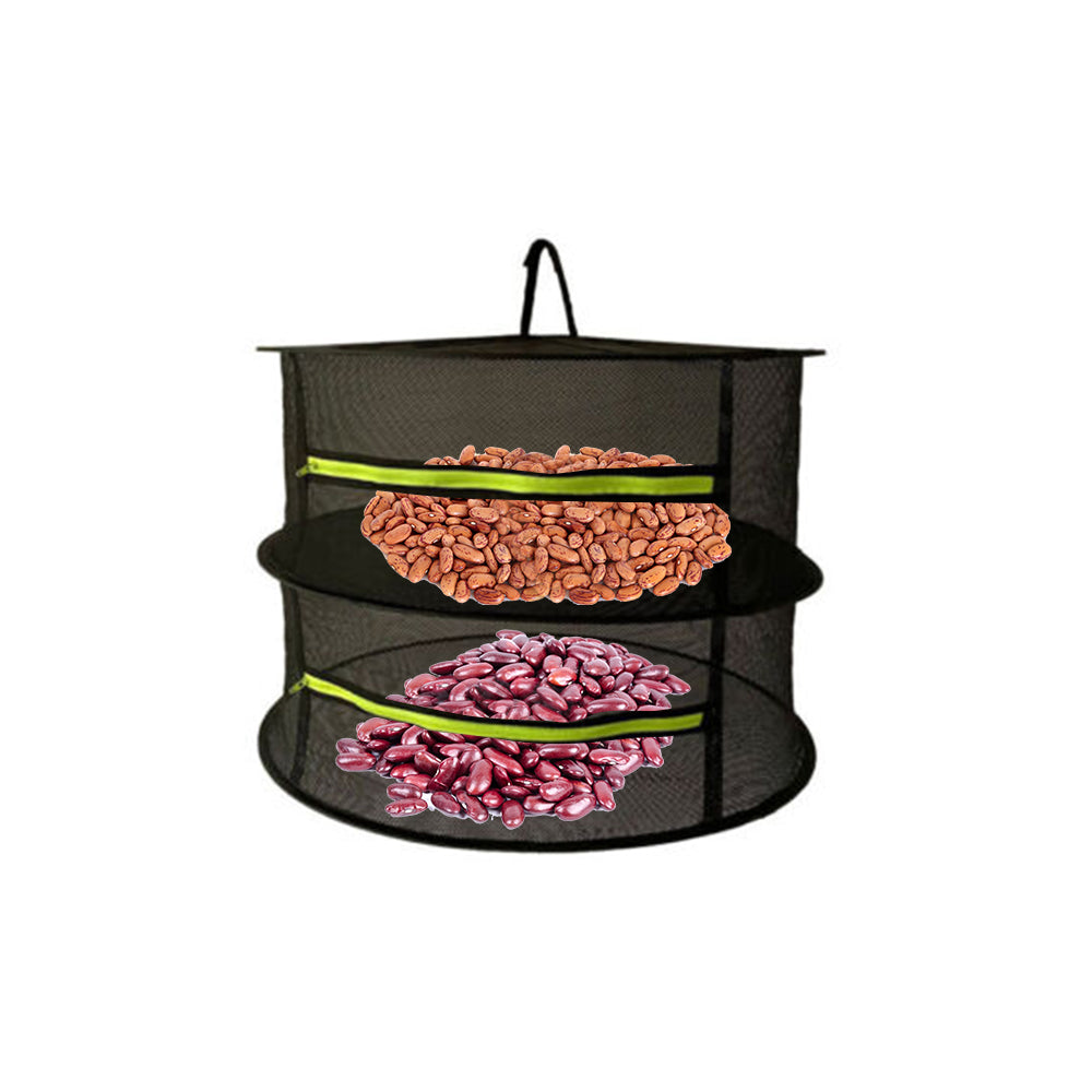 2 Layer Herb Drying Rack Collapsible Mesh Hanging Drying Net with Storage Bag