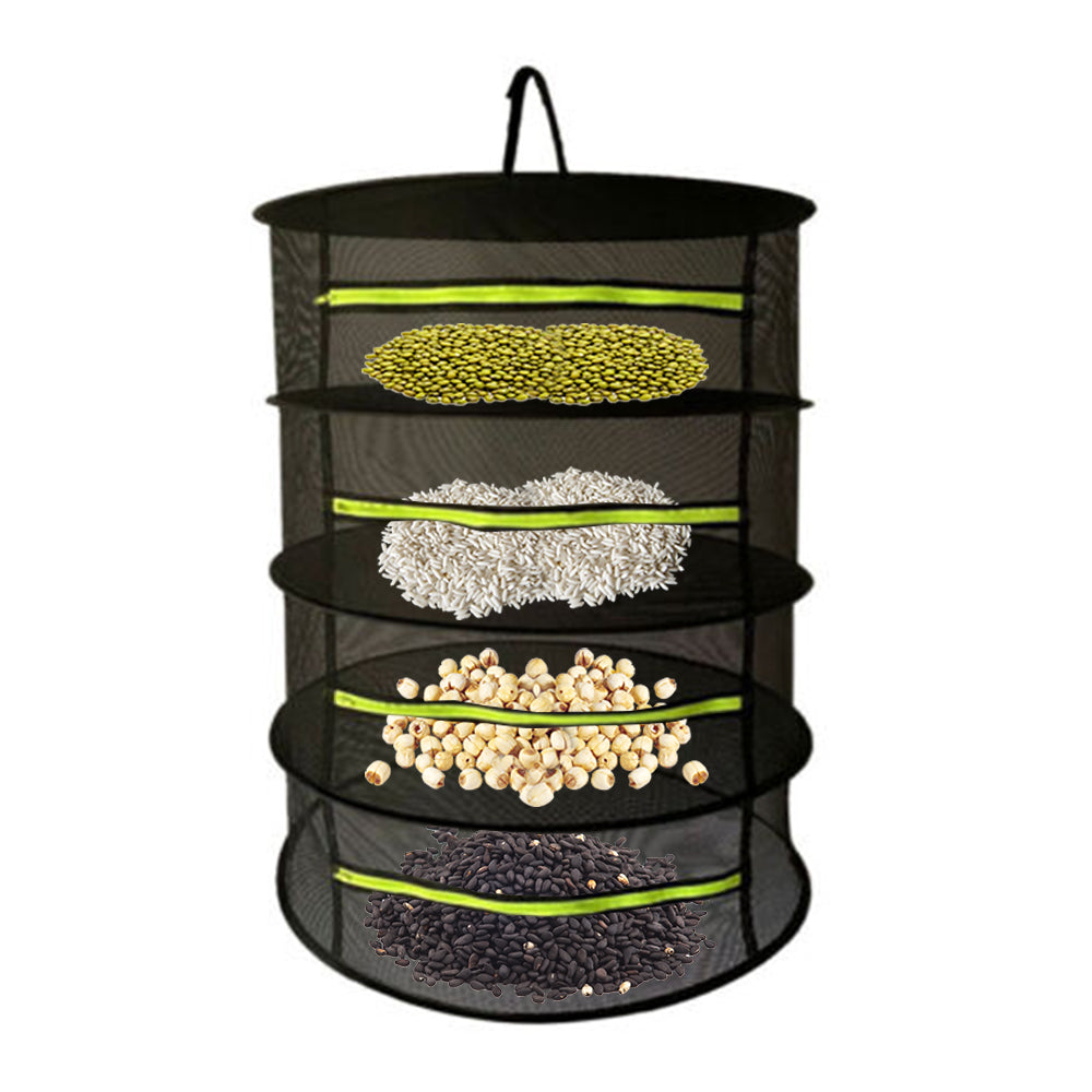 4 Layer Herb Drying Rack Collapsible Mesh Hanging Drying Net with Storage Bag