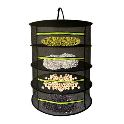 4 Layer Herb Drying Rack Collapsible Mesh Hanging Drying Net with Storage Bag