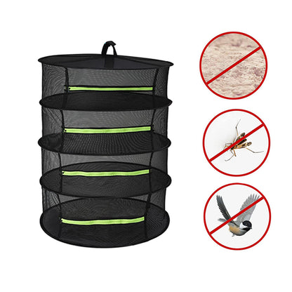 4 Layer Herb Drying Rack Collapsible Mesh Hanging Drying Net with Storage Bag
