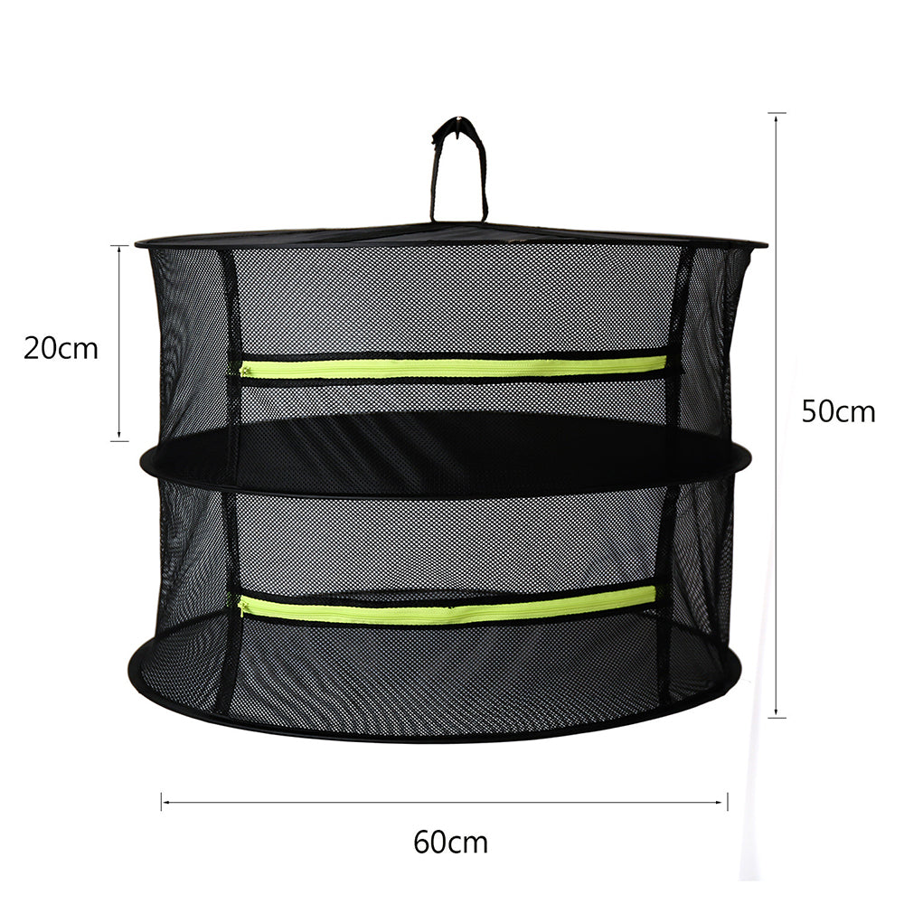 2 Layer Herb Drying Rack Collapsible Mesh Hanging Drying Net with Storage Bag