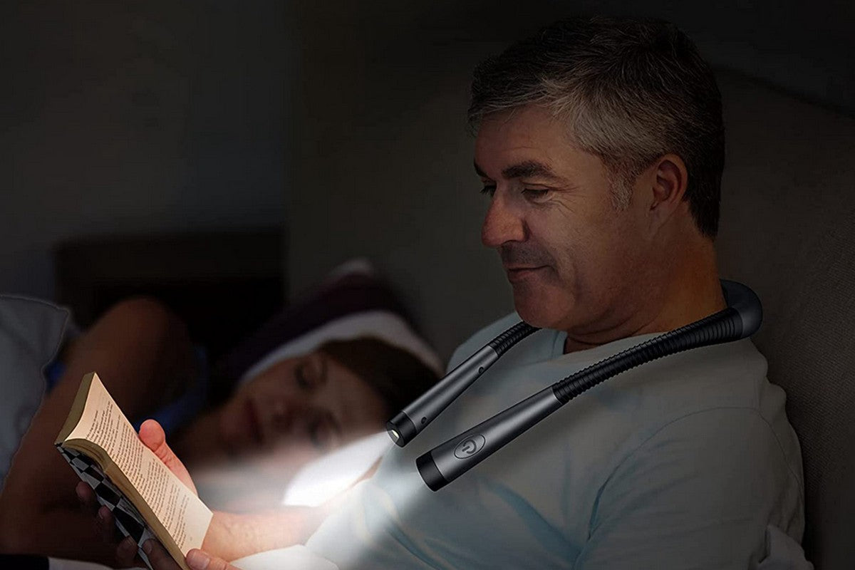 LED Neck Reading Light Book Light for Reading in Bed 3 Colors-Gray