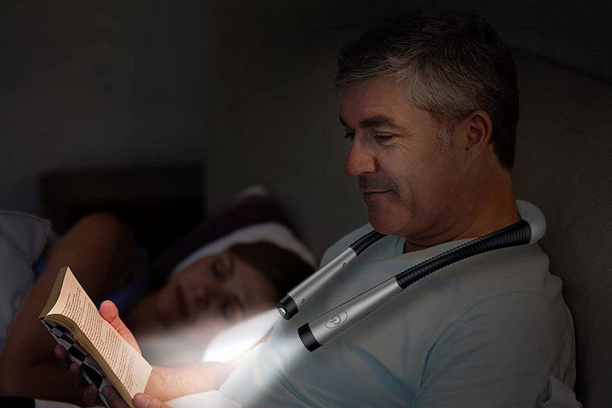 LED Neck Reading Light Book Light for Reading in Bed 3 Colors-Black