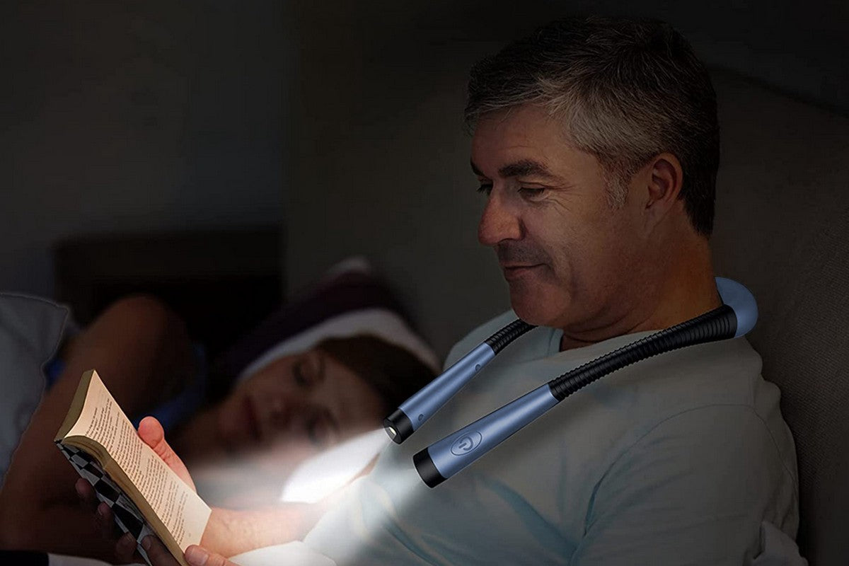 LED Neck Reading Light Book Light for Reading in Bed 3 Colors-Blue