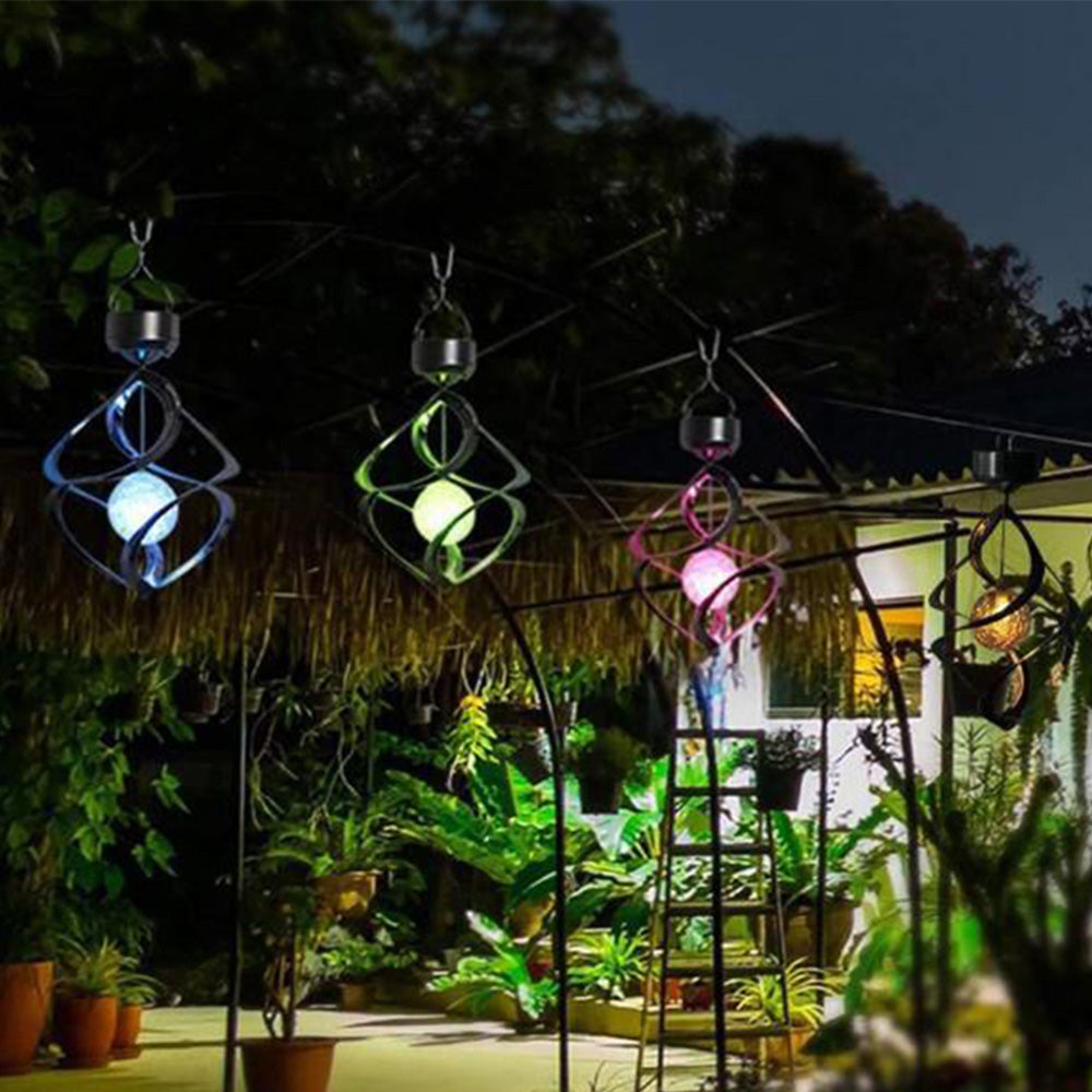 Solar Powered Wind Chimes Lamp Spiral Wind Chimes Color Changing LED Light