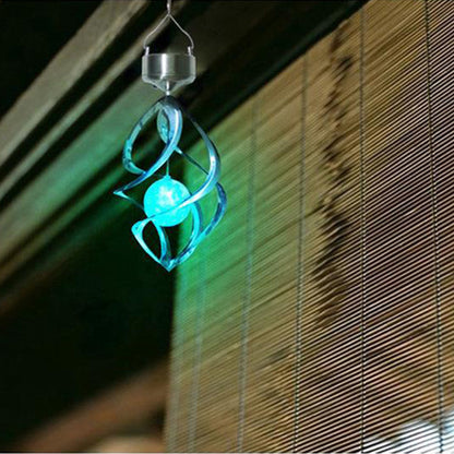 Solar Powered Wind Chimes Lamp Spiral Wind Chimes Color Changing LED Light
