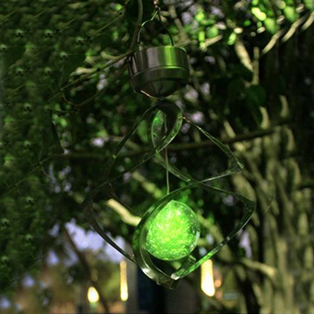 Solar Powered Wind Chimes Lamp Spiral Wind Chimes Color Changing LED Light