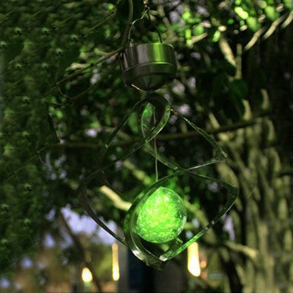 Solar Powered Wind Chimes Lamp Spiral Wind Chimes Color Changing LED Light