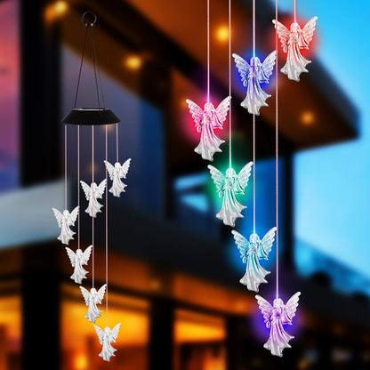 6LED Angel Wind Chimes Light Solar Color Changing Wind Chime Light Birthday Gifts